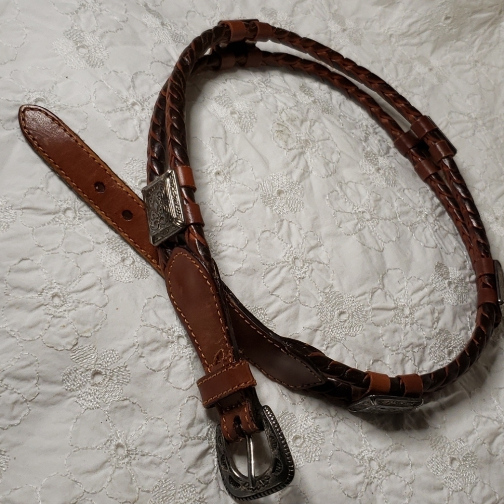 Fossil breided leather metal woman belt S